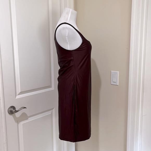 Babaton Satinette Squareneck Mini Tank Dress Rich Maroon Size Large - Picture 3 of 10